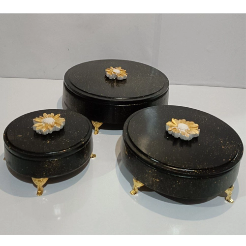 ست پذیرایی ۳ تکه سنگ مصنوعی مشکی طلایی