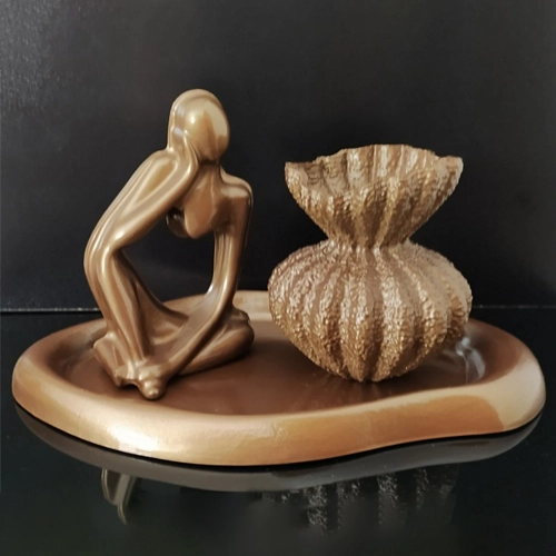 ست دکوری مینیمال سنگ مصنوعی طرح متفکر و گلدان پرنسسی