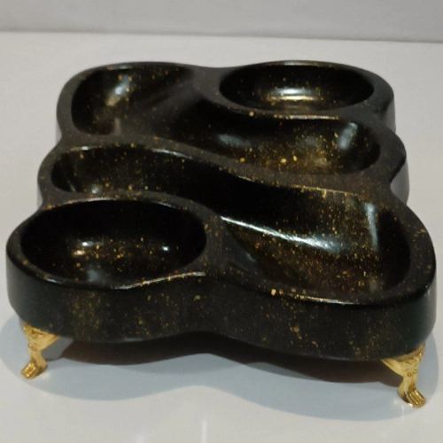 اردوخوری پایه‌دار سنگ مصنوعی مشکی طلایی