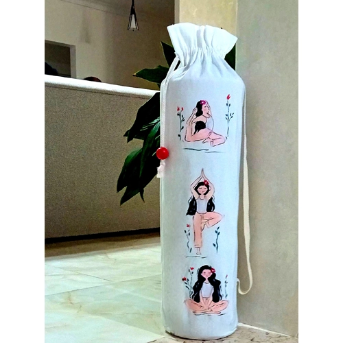 کاور زیرانداز ورزشی طرح یوگا دختر و گل قرمز